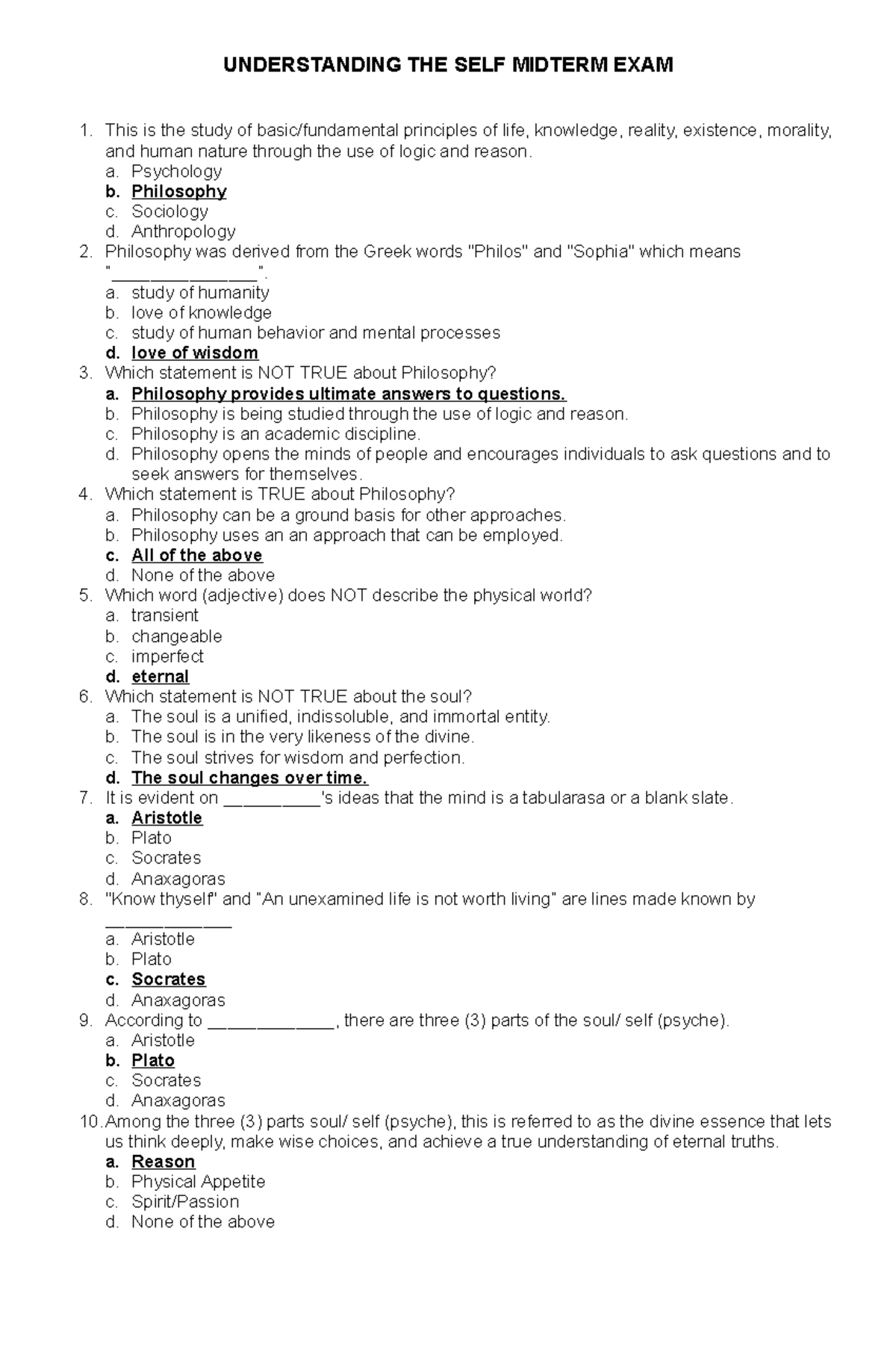 542587673-Understanding-the-Self-Midterm-Exam - UNDERSTANDING THE SELF ...