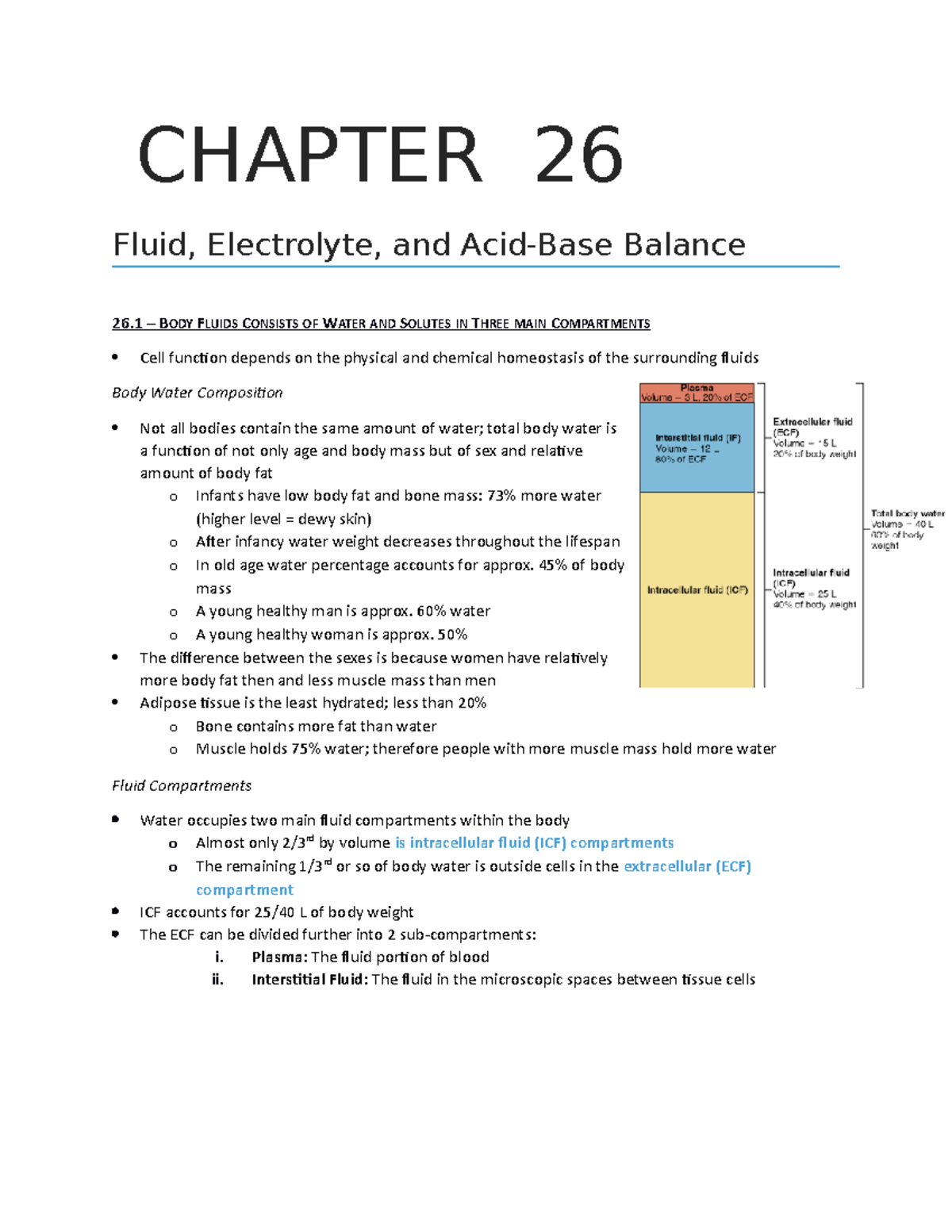 Ch 26 - Fluids And Electrolytes - CHAPTER 26 Fluid, Electrolyte, And ...