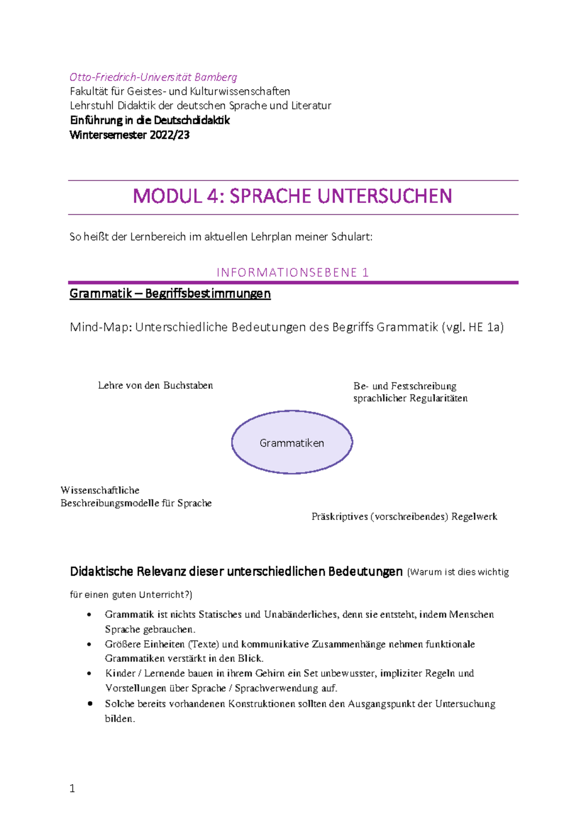 Modul 4 Sprache Untersuchen - Otto-Friedrich-Universit‰t Bamberg Fakult ...