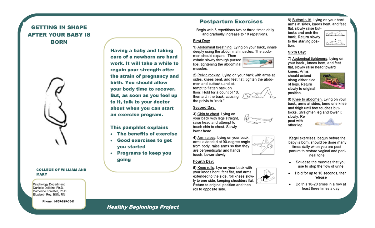 Getting in shape after your baby is born pamphlet - Psychology ...