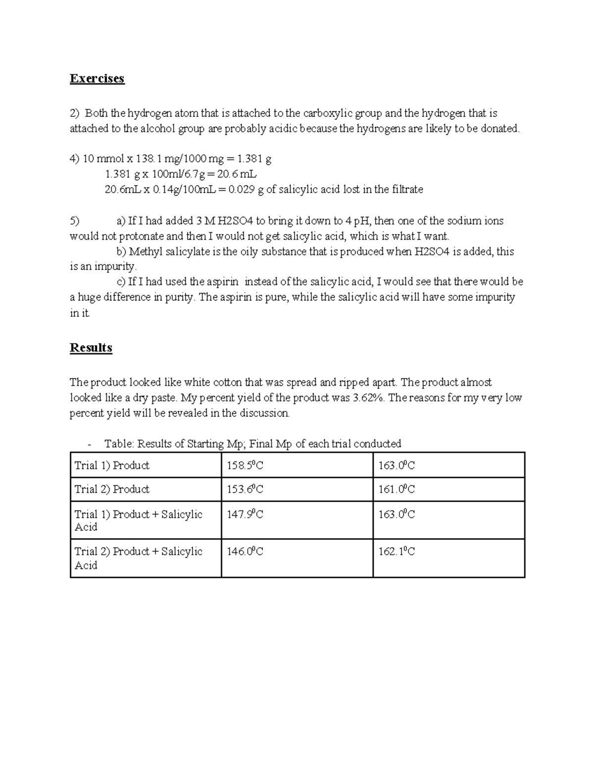 OChem Lab 4 Report Reflux - Exercises Both the hydrogen atom that is ...