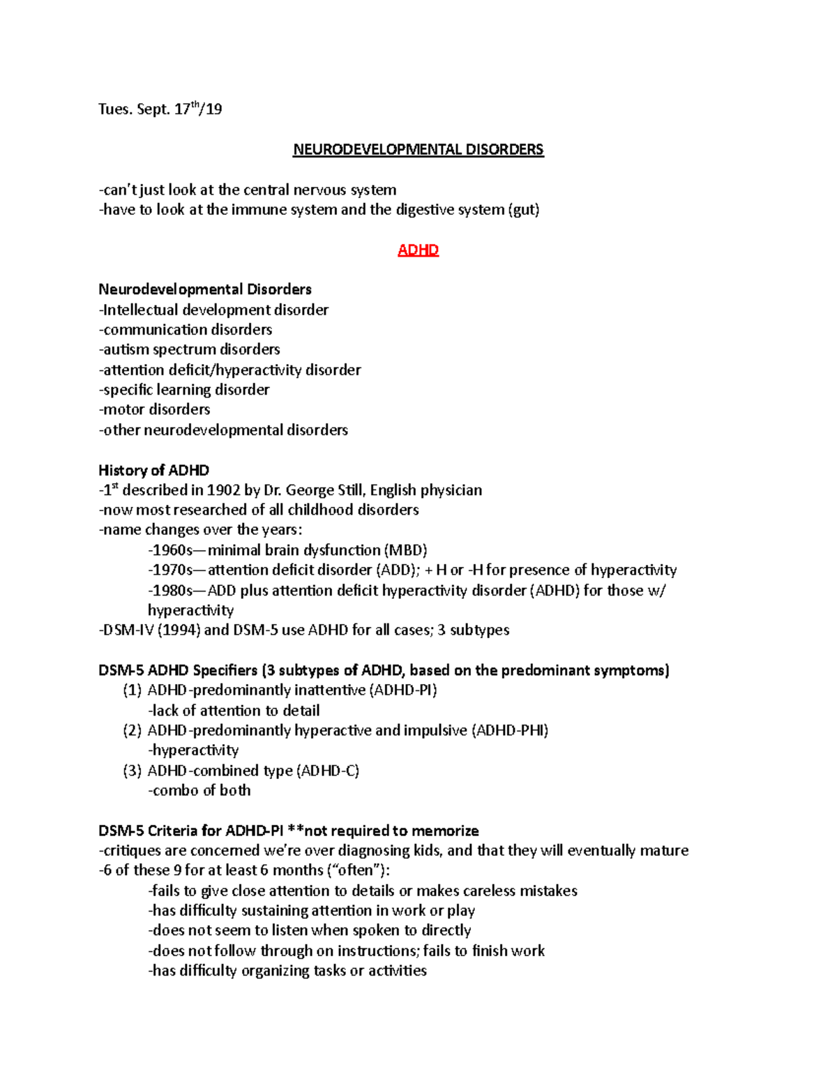 Psych 2AP3- Neurodevelopmental Disorders - Tues. Sept. 17th ...