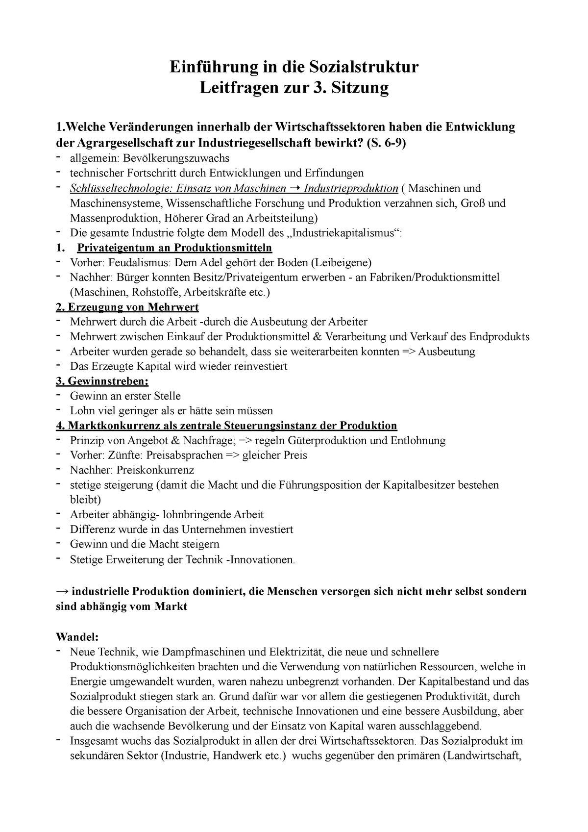 Sozialstruktur Seminar 3 - Einführung In Die Sozialstruktur Leitfragen ...