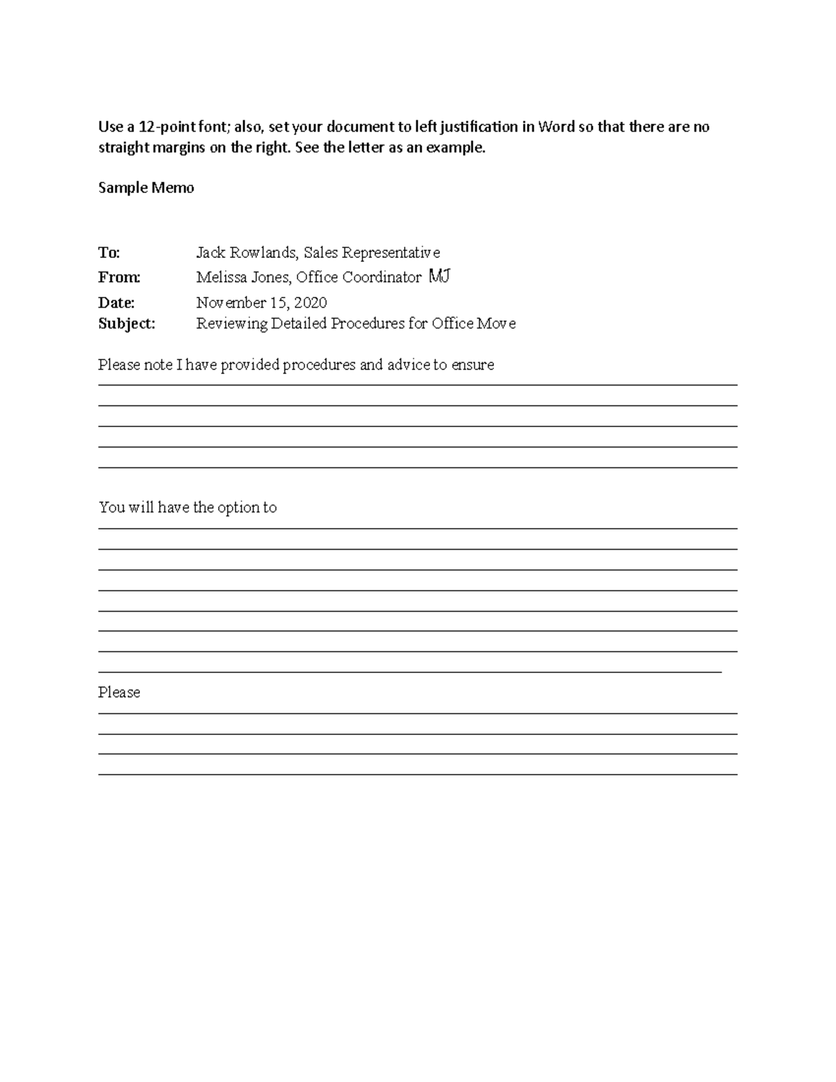 Sample Format FOR COMM PKG - Use a 12-point font; also, set your ...