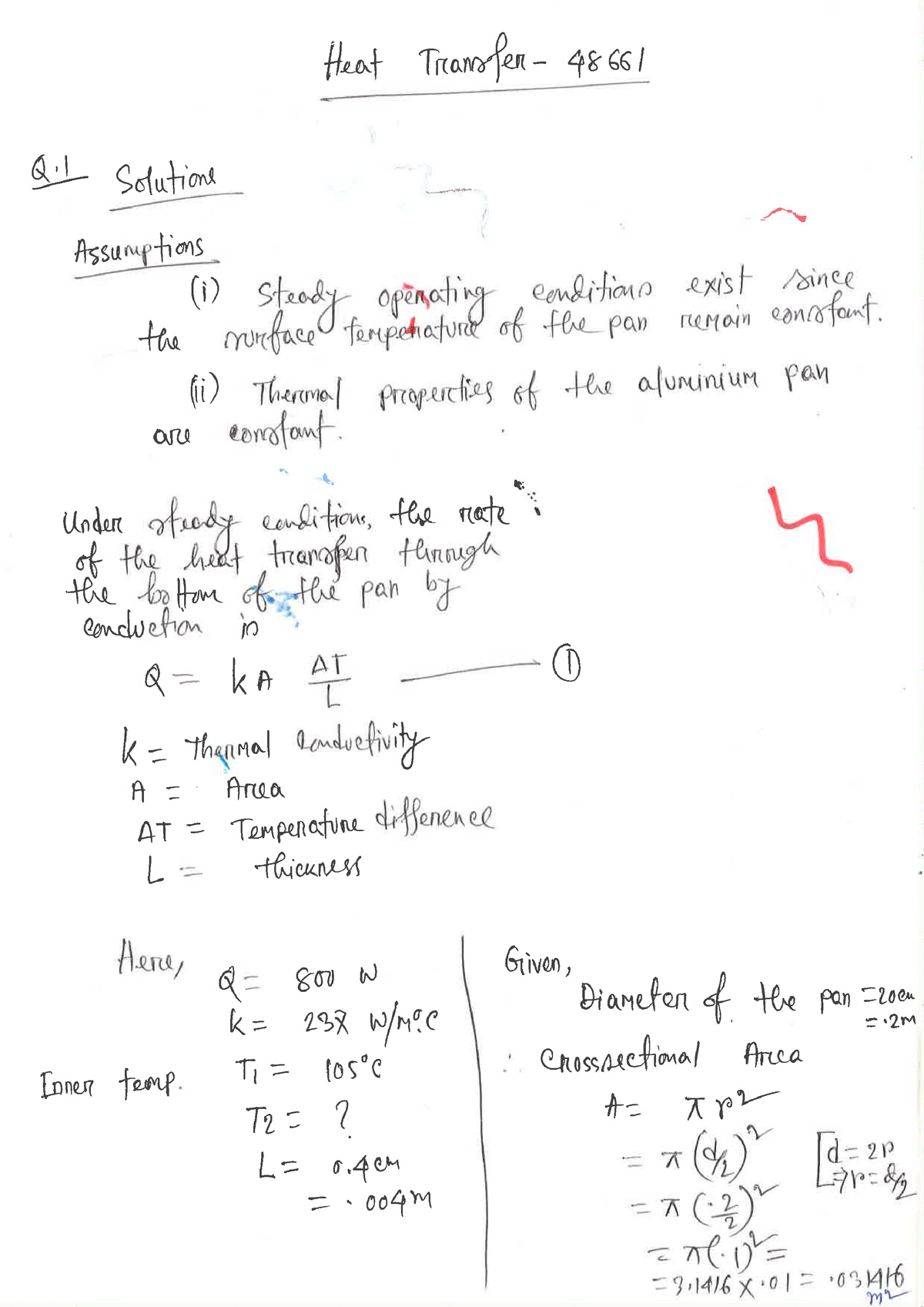 Heat Transfer Tutorial 1 Solutions Uoll Ho Ol Vno Yxt 7l Ll Ty T1 Rno Tfa Sso Studocu