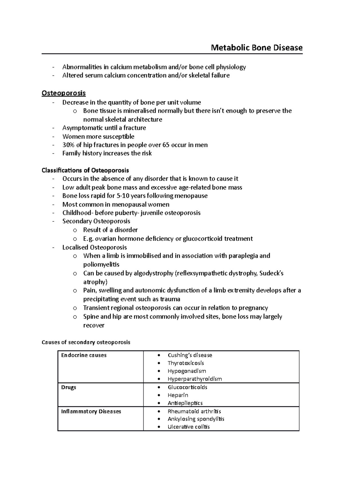 Metabolic Bone Disease - Metabolic Bone Disease Abnormalities in ...