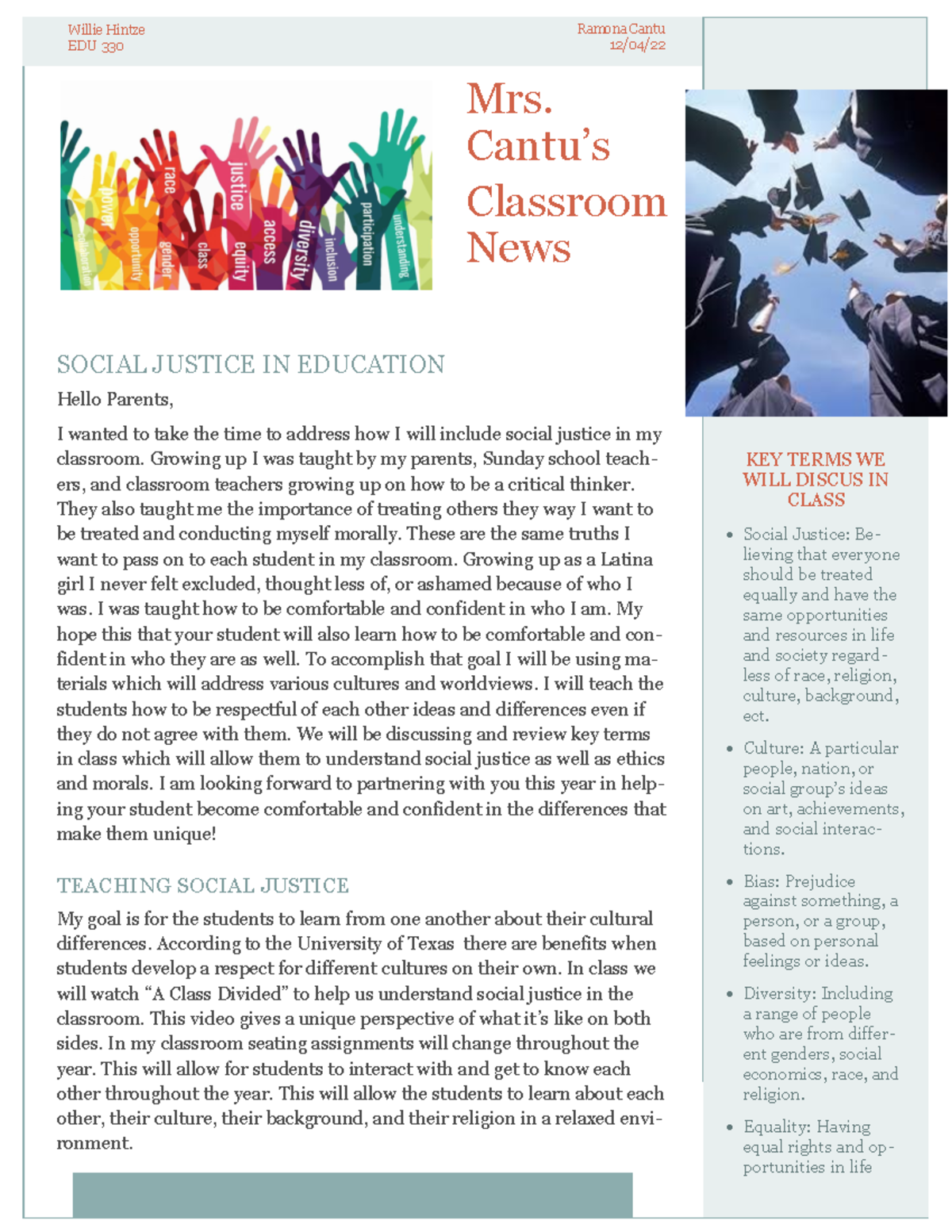 Social Justice in Education Newsletter - KEY TERMS WE WILL DISCUS IN ...