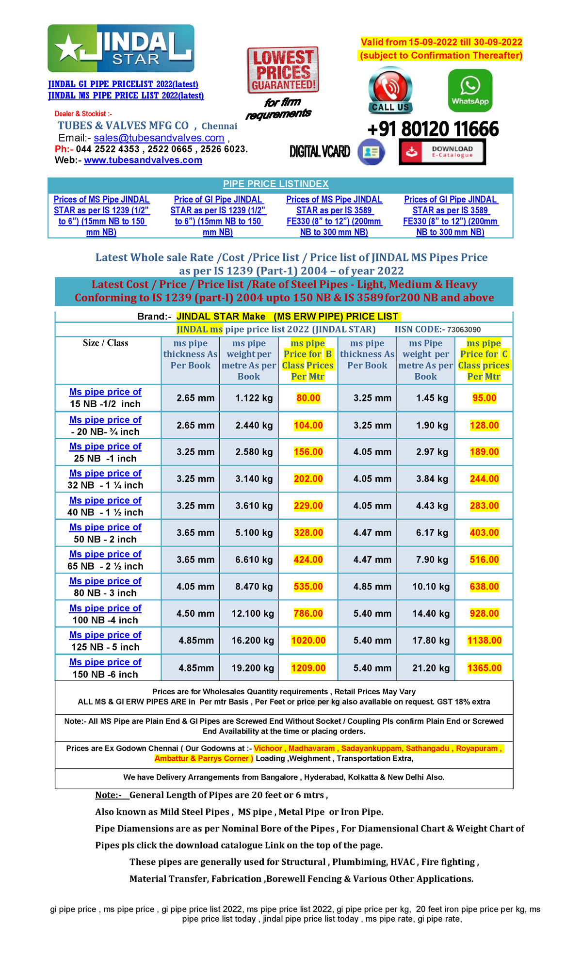 Jindalstarpipespricelist subject To Confirmation Thereafter JINDAL 