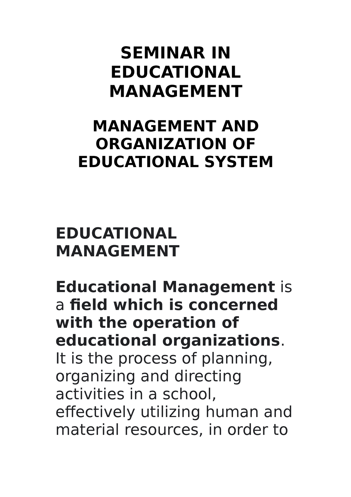 sample thesis in educational management