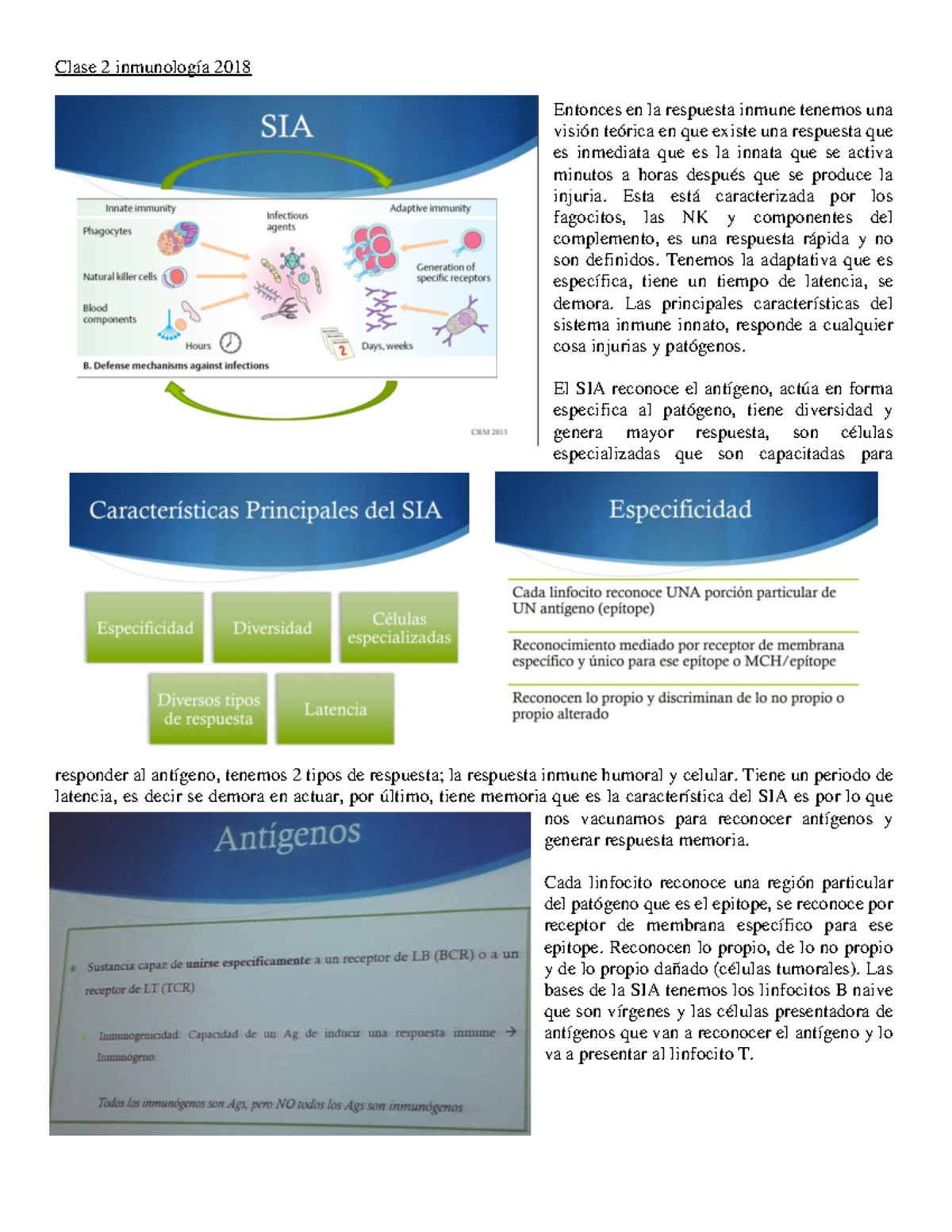 Inmunidad Innata Adaptativa - Clase 2 Inmunología 2018 Entonces En La ...