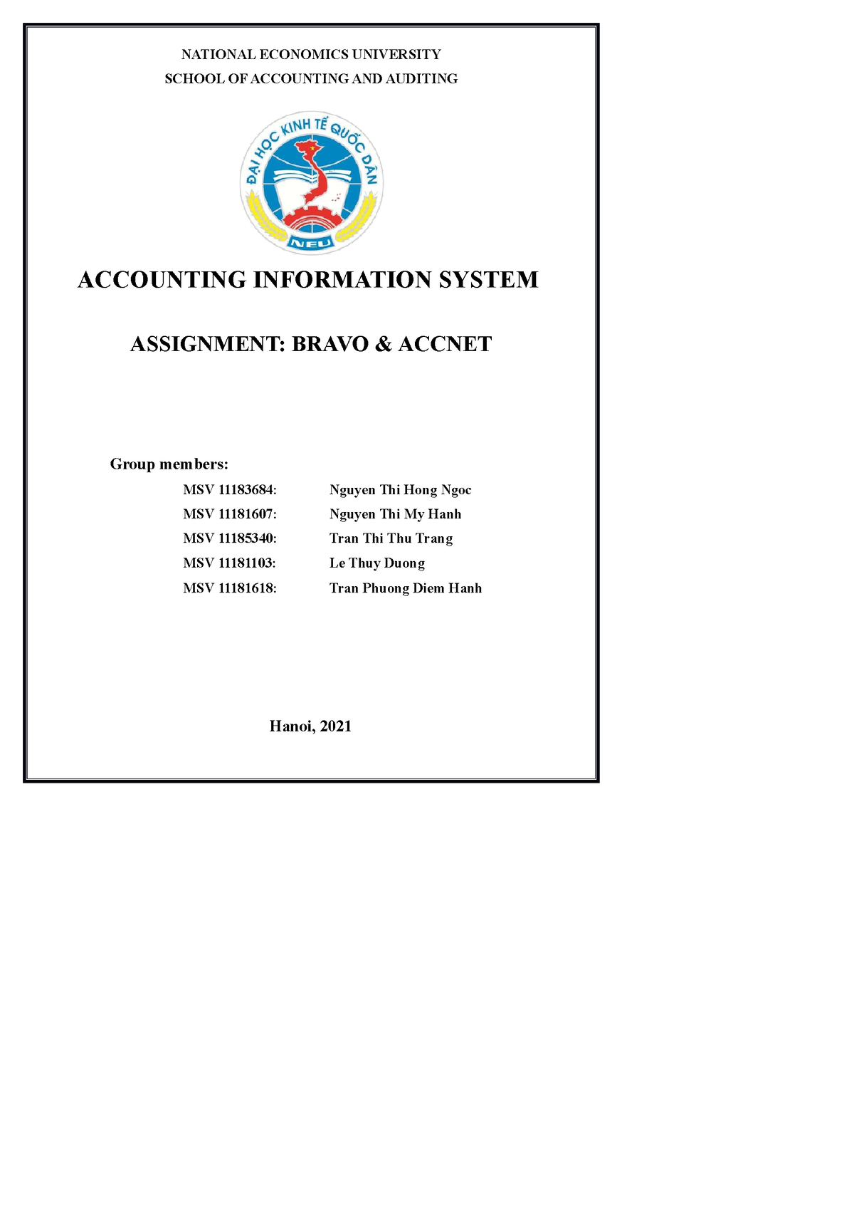 accounting information system assignment