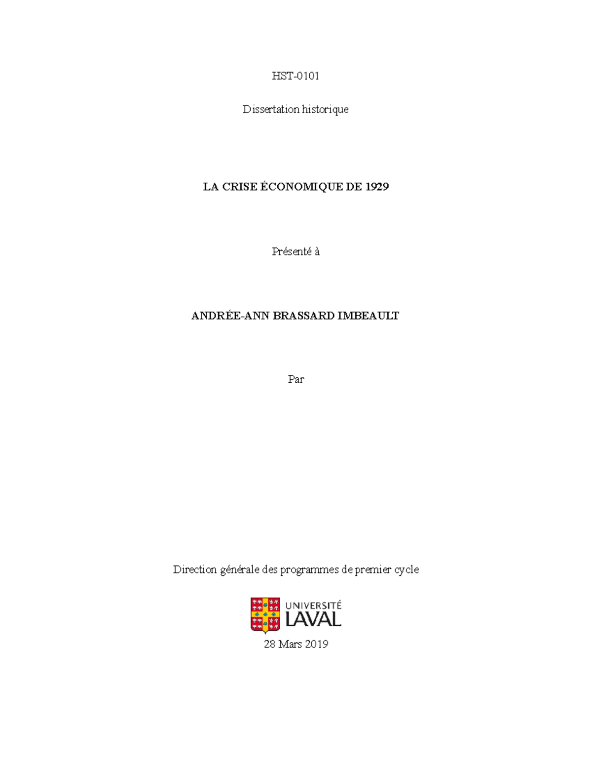 dissertation crise de 1929 terminale