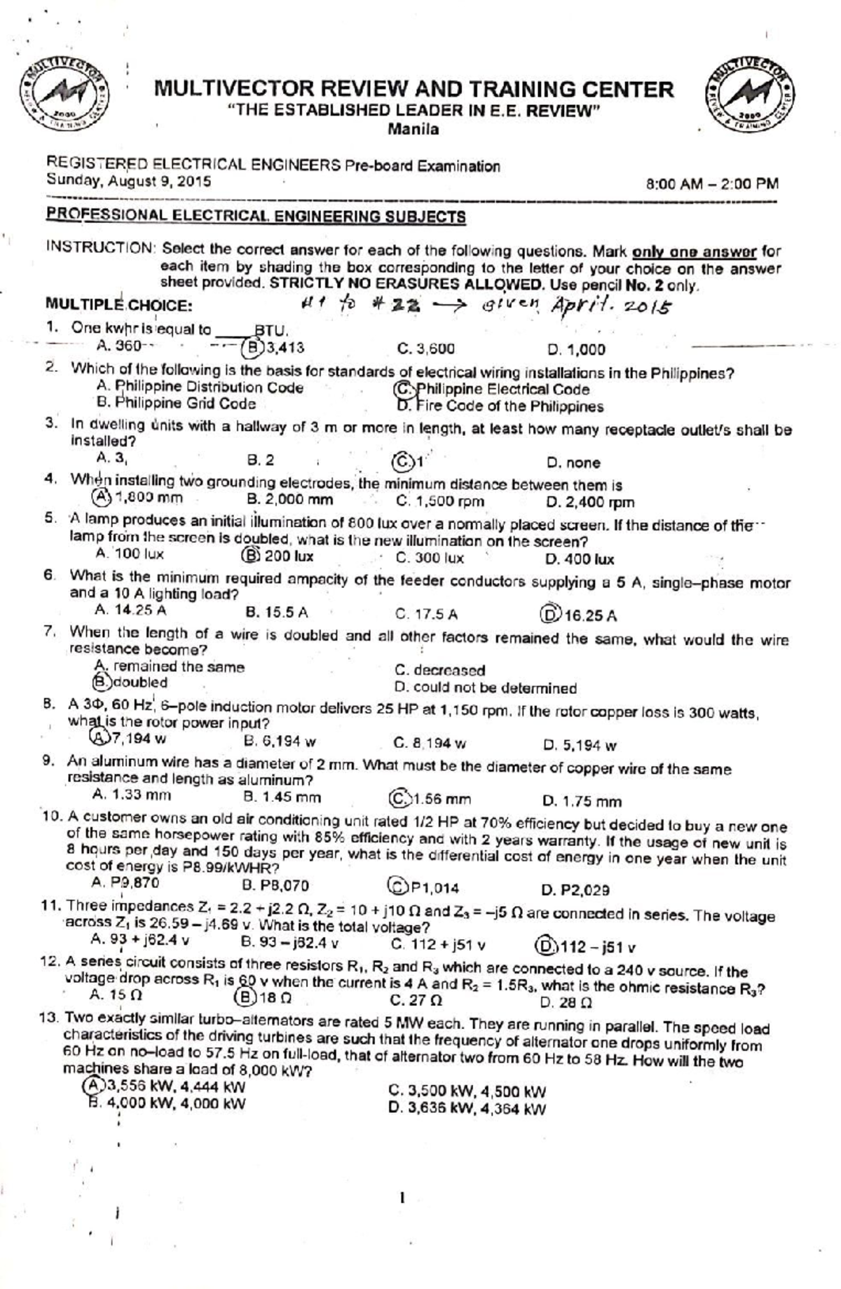 12-ee-092015-preboard-exams-bs-electrical-engineering-studocu