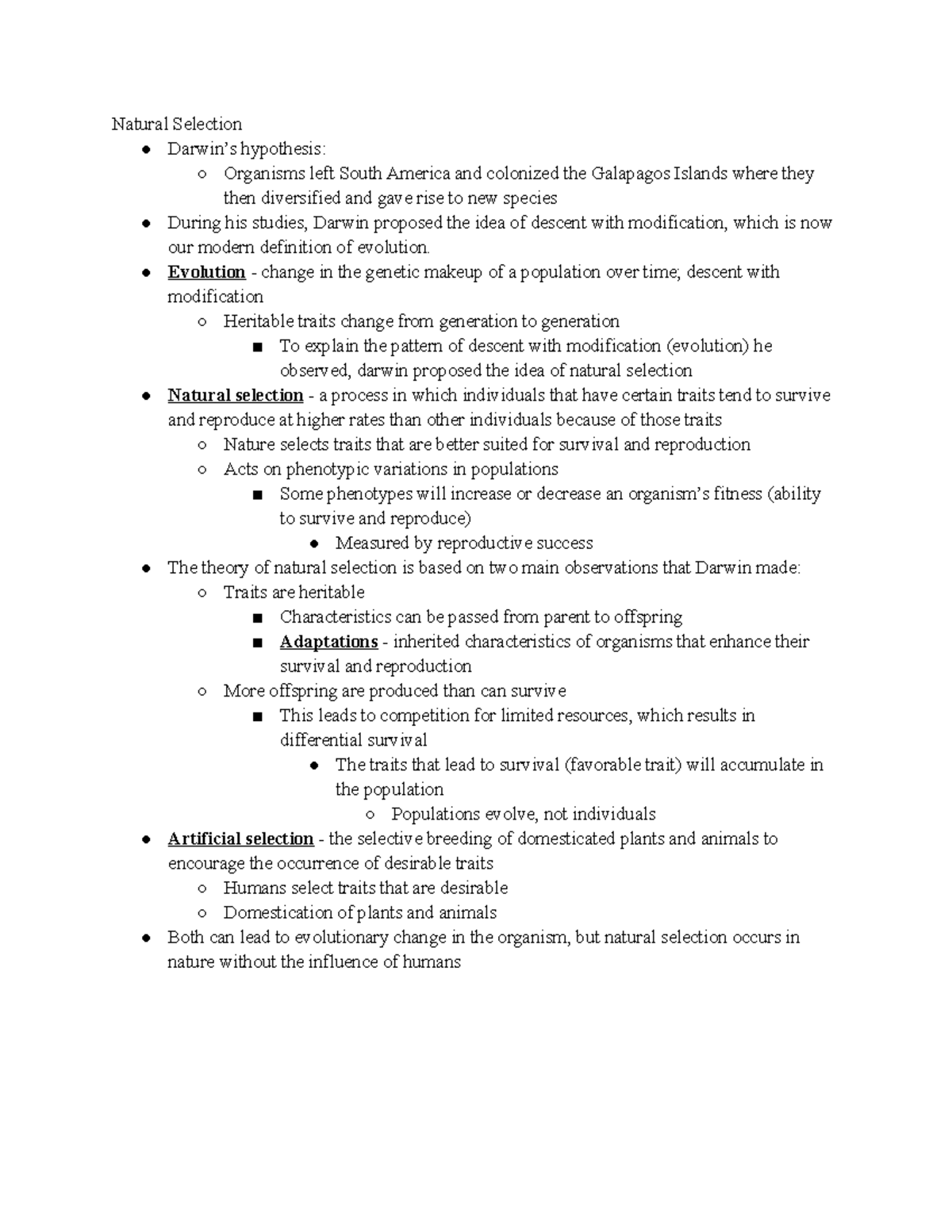 natural-selection-notes-natural-selection-darwin-s-hypothesis