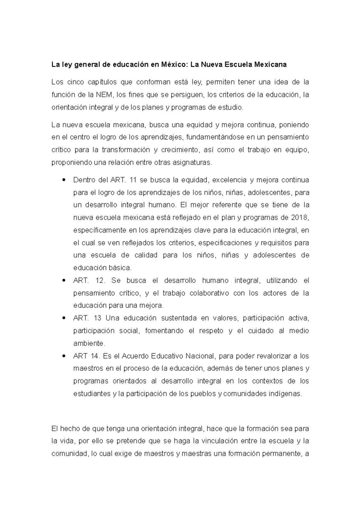 LA Nueva Escuela Mexicana - La ley general de educación en México: La ...