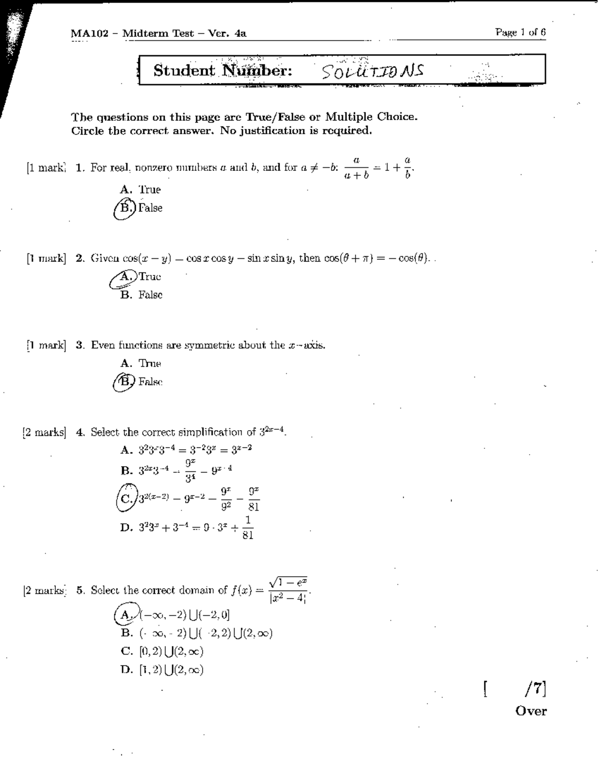 MA102 F22 Mid V4sol - MIDTERM - MA102 - Studocu