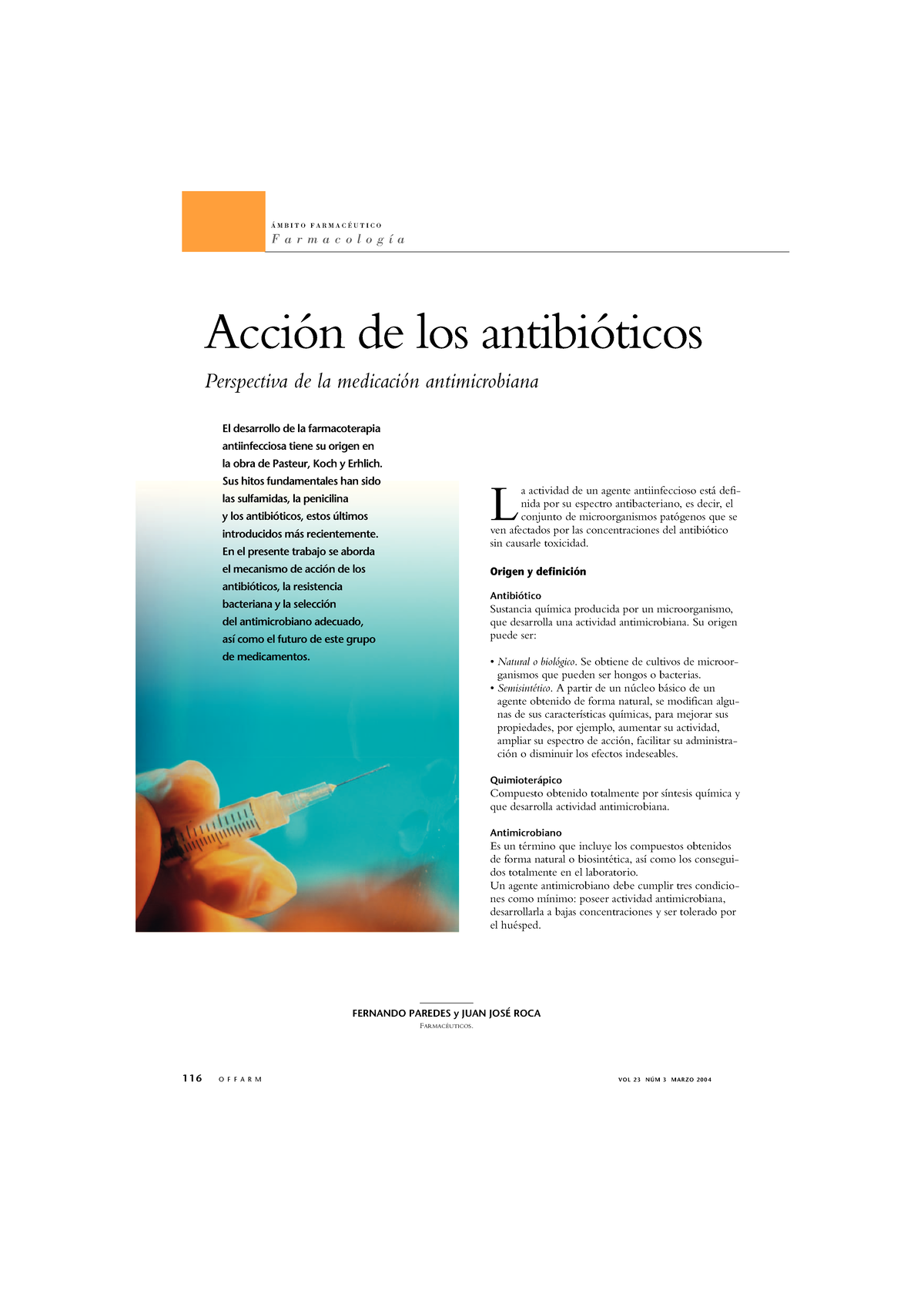 Acción De Los Antibioticos - 1 1 6 O F F A R M V O L 2 3 N Ú M 3 M A R ...