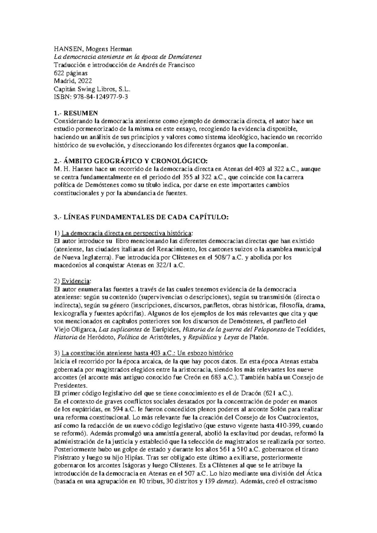 PEC La democracia en la epoca de Demostenes - HANSEN, Mogens Herman La ...