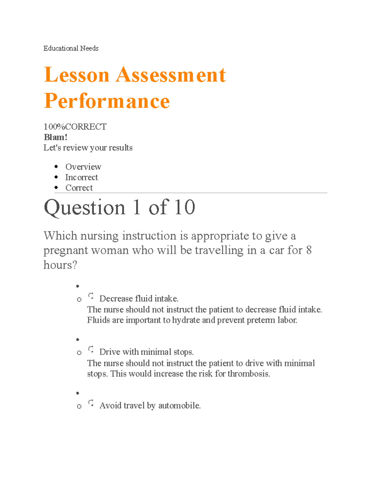 Week 5 Sherpath Educational Needs - Educational Needs Lesson Assessment ...