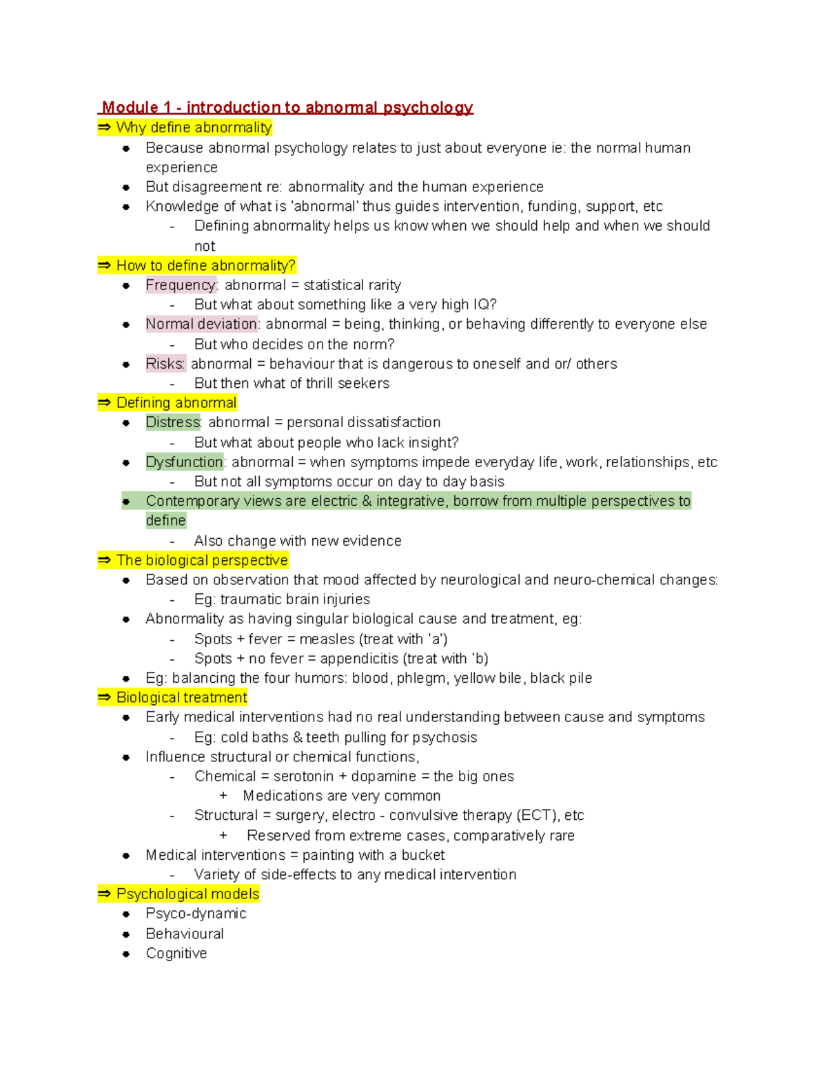 BEHV3002 Abnormal Psychology - Module 1 - Introduction To Abnormal ...