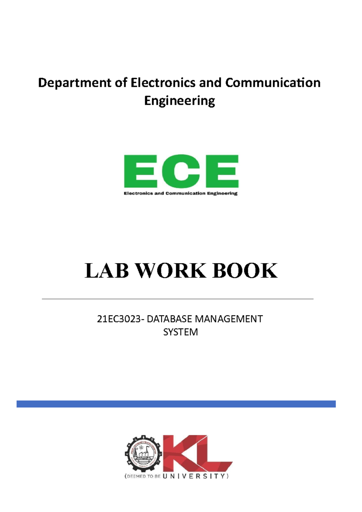 21EC3023 DBMS Lab Manual - Department of Electronics and Communication ...