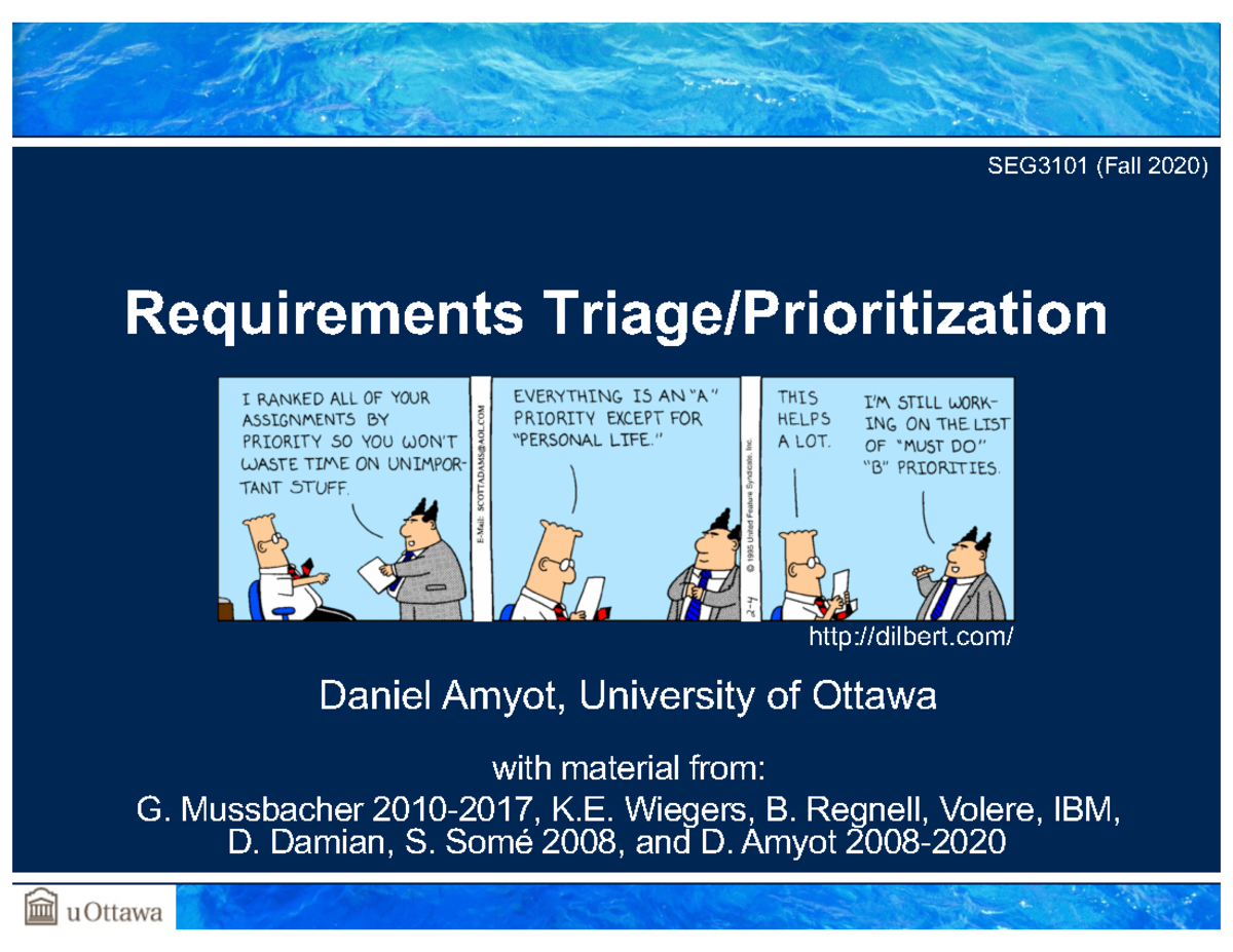 SEG3101-17-Prioritization - Daniel Amyot, University of Ottawa with ...