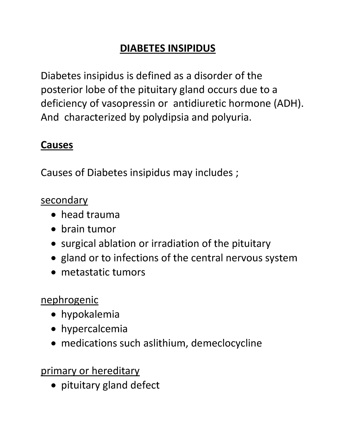 diabetes insipidus nursing case study
