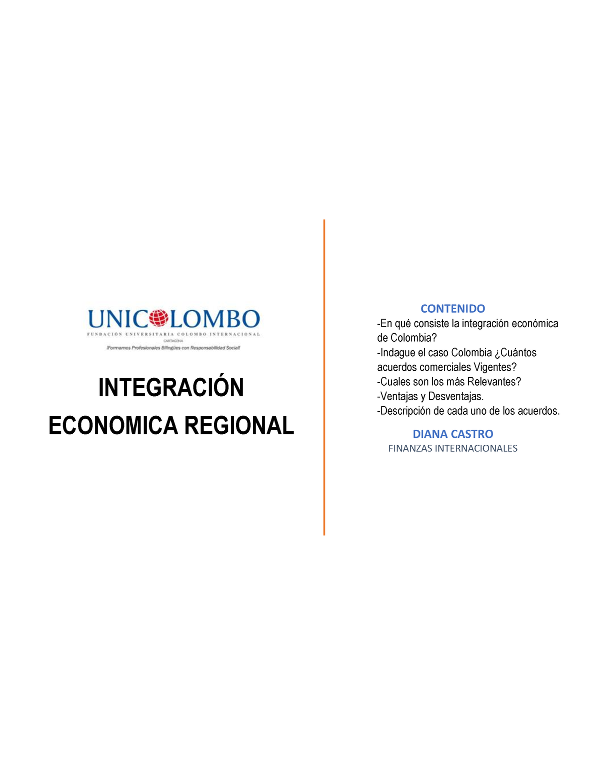 Integración Economica Regional - INTEGRACI”N ECONOMICA REGIONAL ...