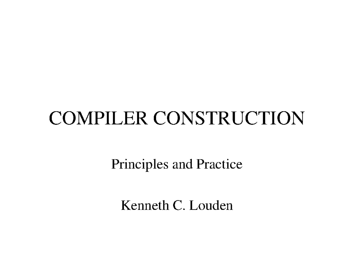 Lecture 02 Scanning 2 - COMPILER CONSTRUCTION Principles and Practice ...