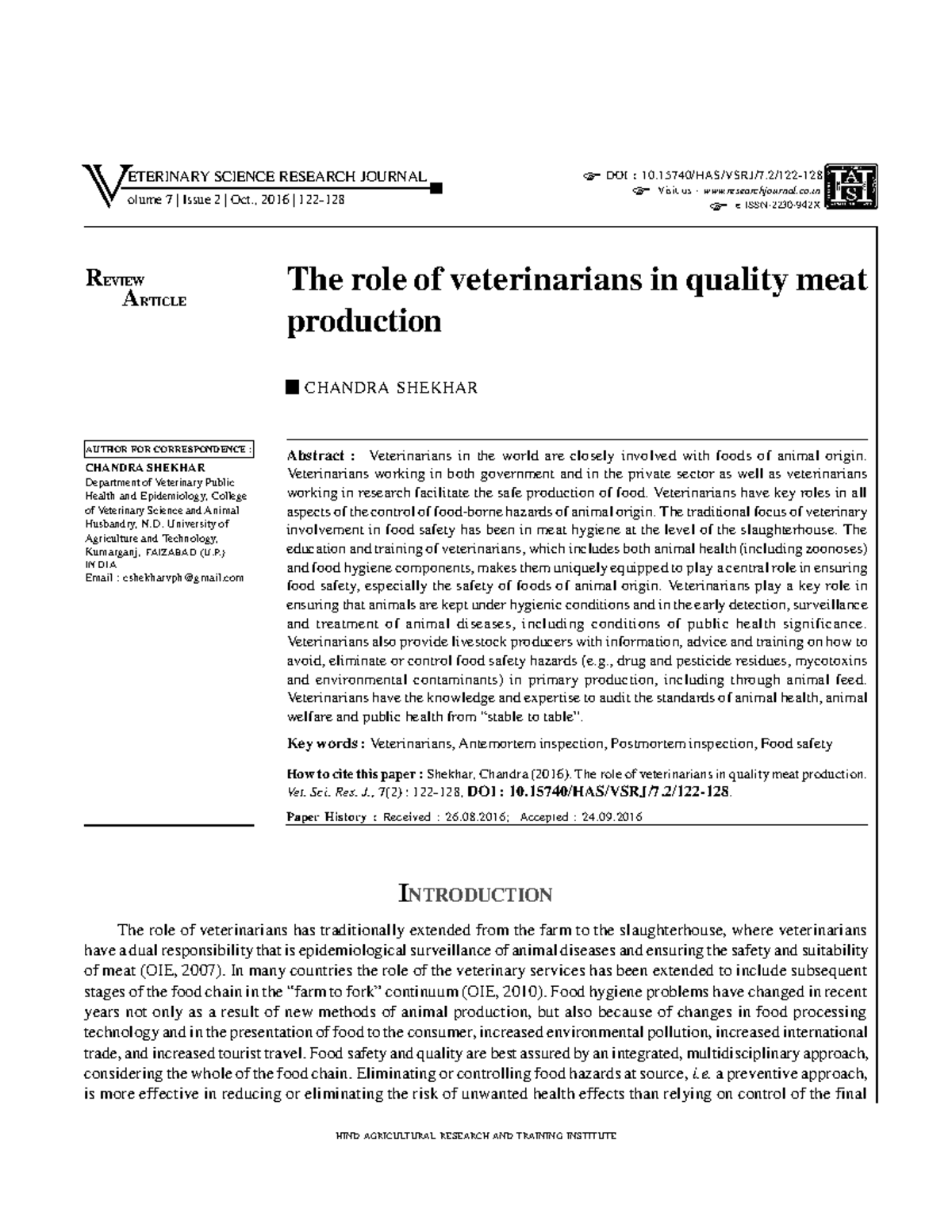 Role of vet in meat quality Meat inspection Studocu