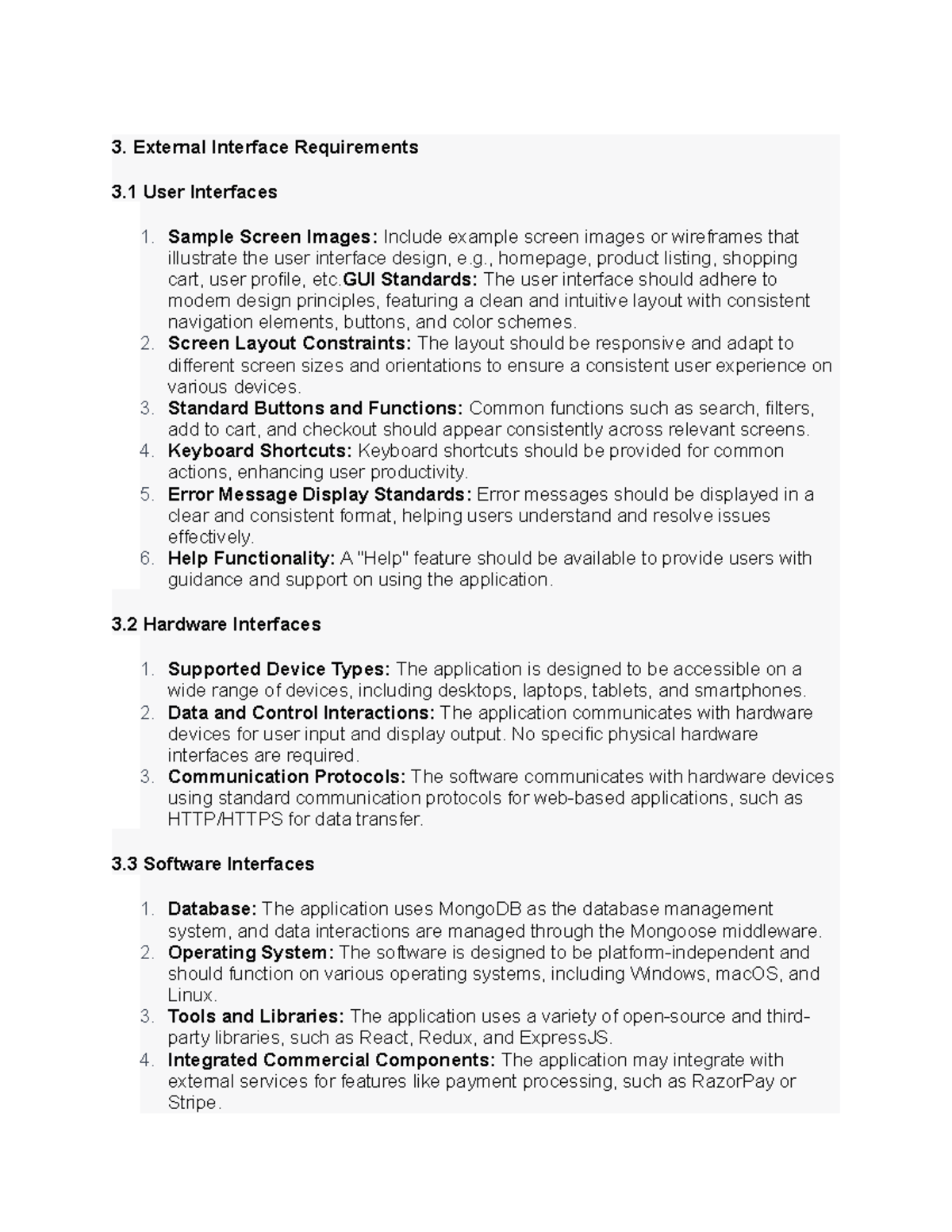 External Requirements - External Interface Requirements 3 User ...