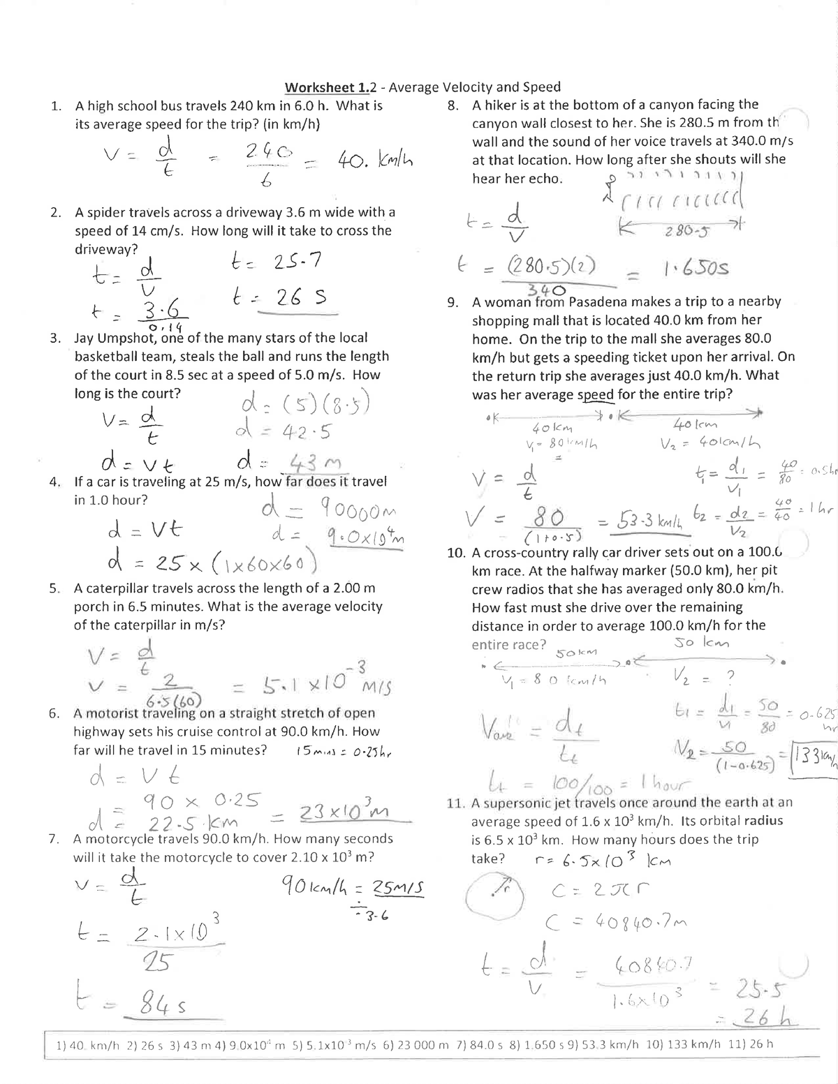 Speed Worksheet 1-answers.pdf - Period: Name: Speed Worksheet 1 1. If steve  throws the football 50 meters in 3 seconds what is the average speed