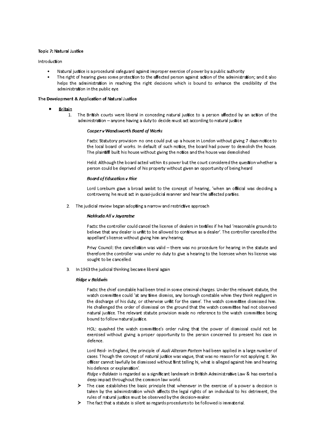 Final Topic 7 Natural Justice - Topic 7: Natural Justice Introduction ...