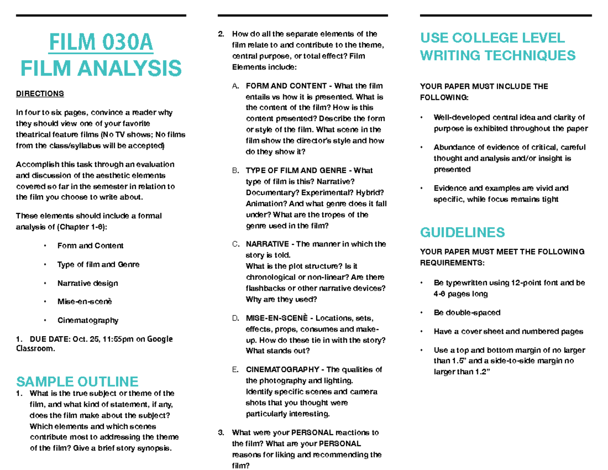 film analysis essay guidelines