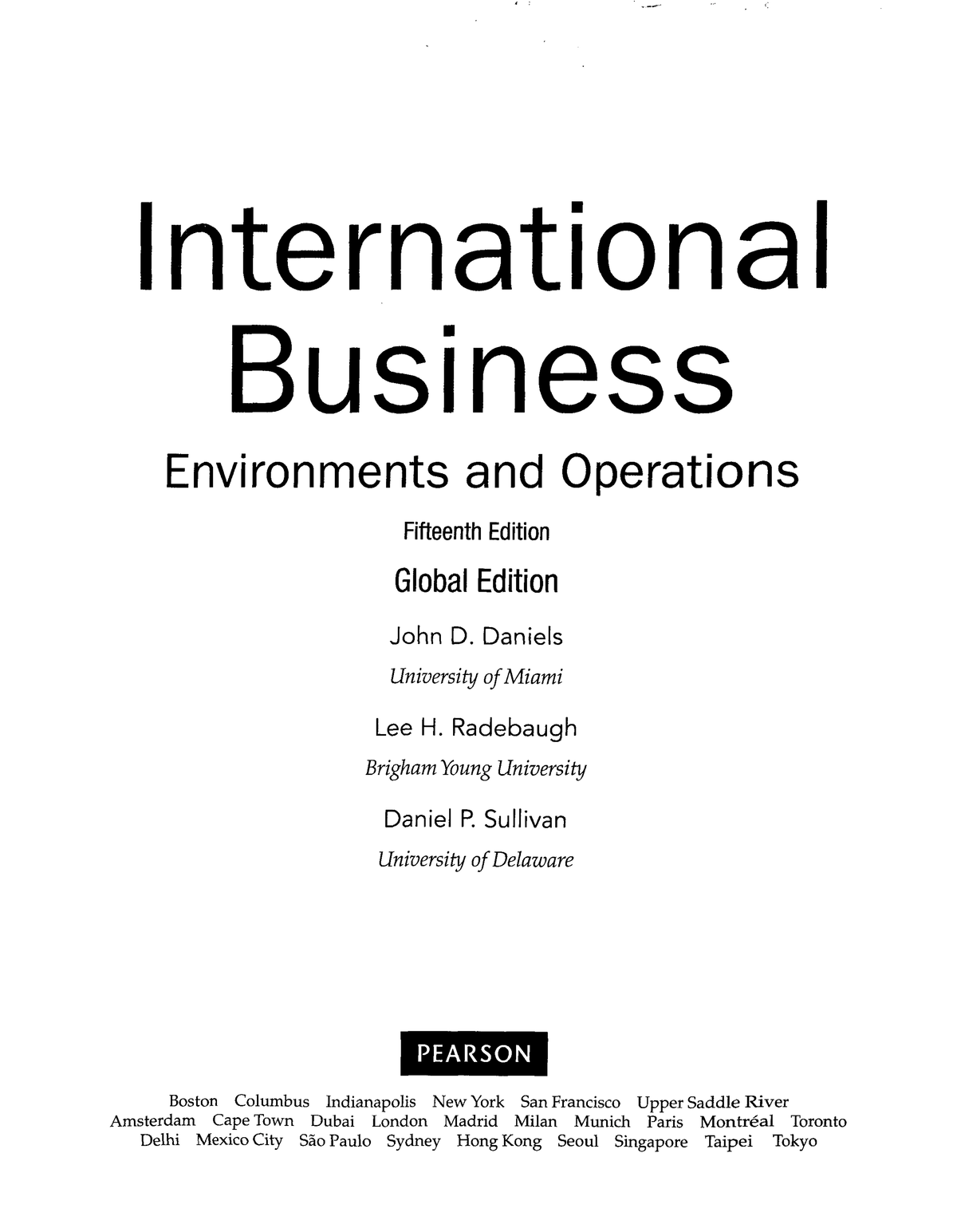 International Business Environment AND Operations - International ...