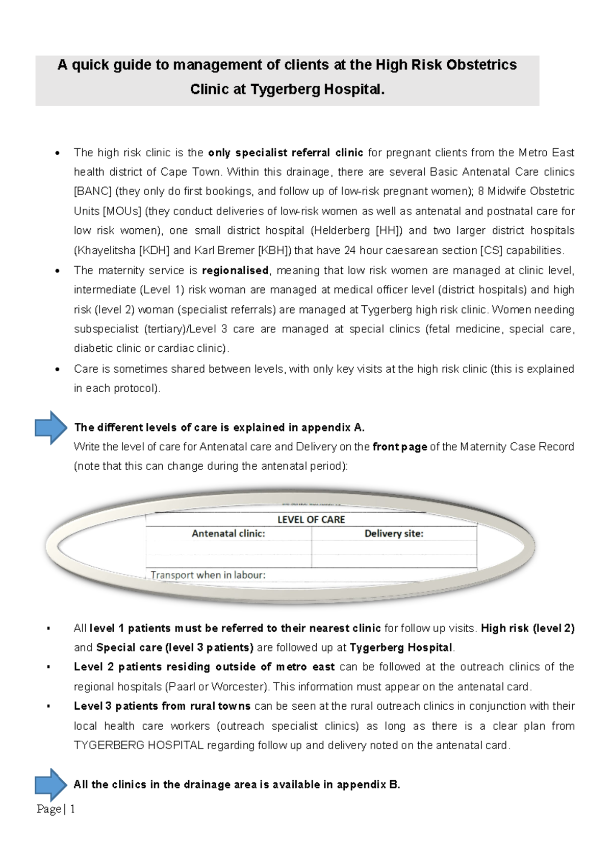 A guide to management of patients at high risk clinic - Page | 1 A ...