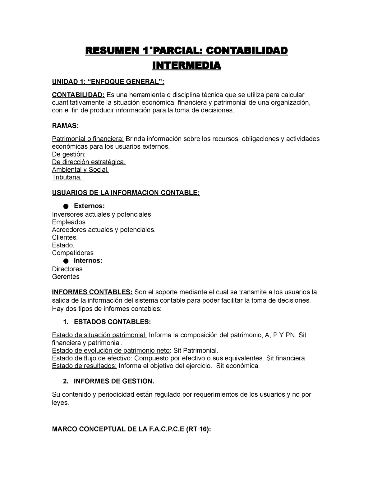 Contabilidad Intermedia Resumen Año Completo Resume N 1°parcial Contabilidad Interme Dia 4234