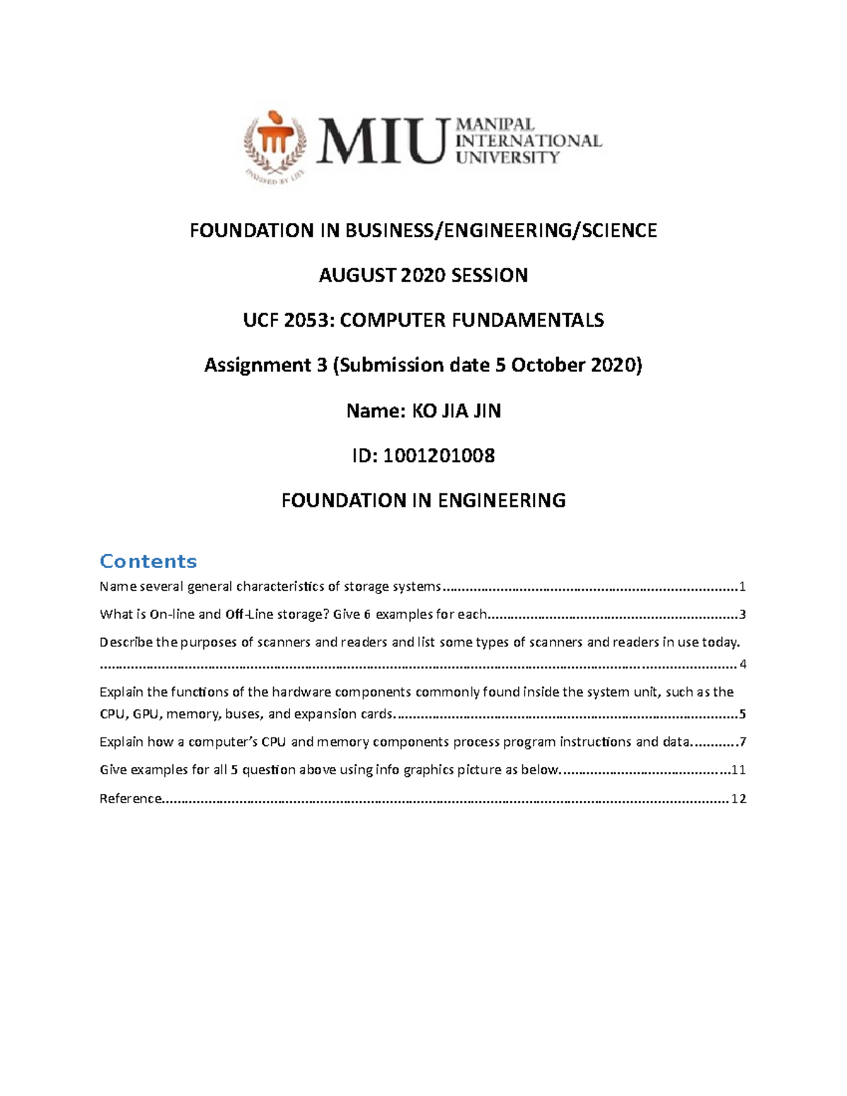 Computer foundafital assingment 3 - FOUNDATION IN BUSINESS/ENGINEERING ...
