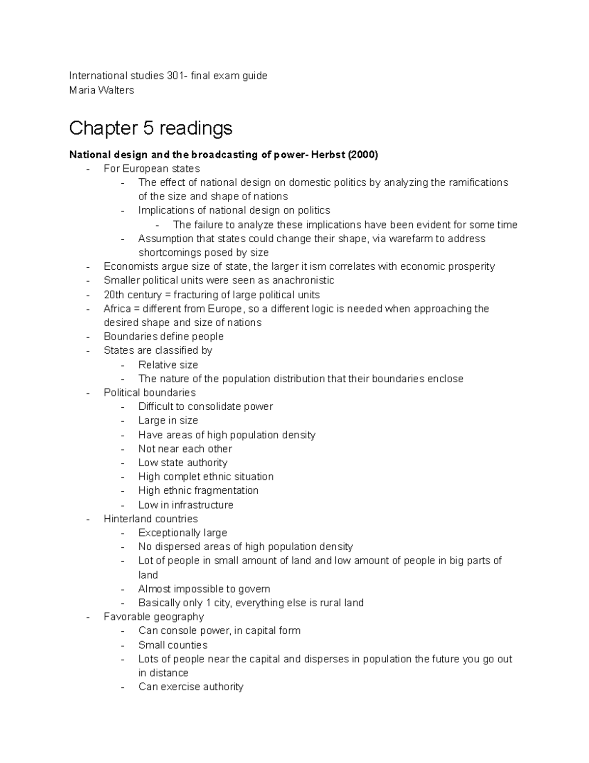 International studies final exam guide - International studies 301 ...