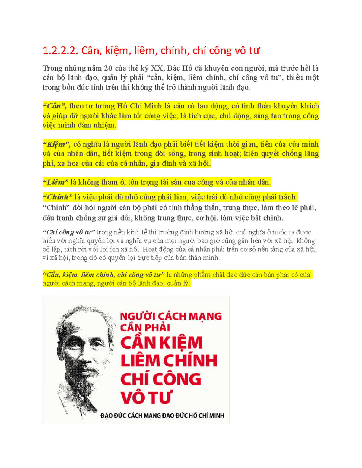 Tthcm-TT - TƯ TƯỞNG HCM - 1.2.2. Cầần, ki m, liêm, chính, chí công vô ...