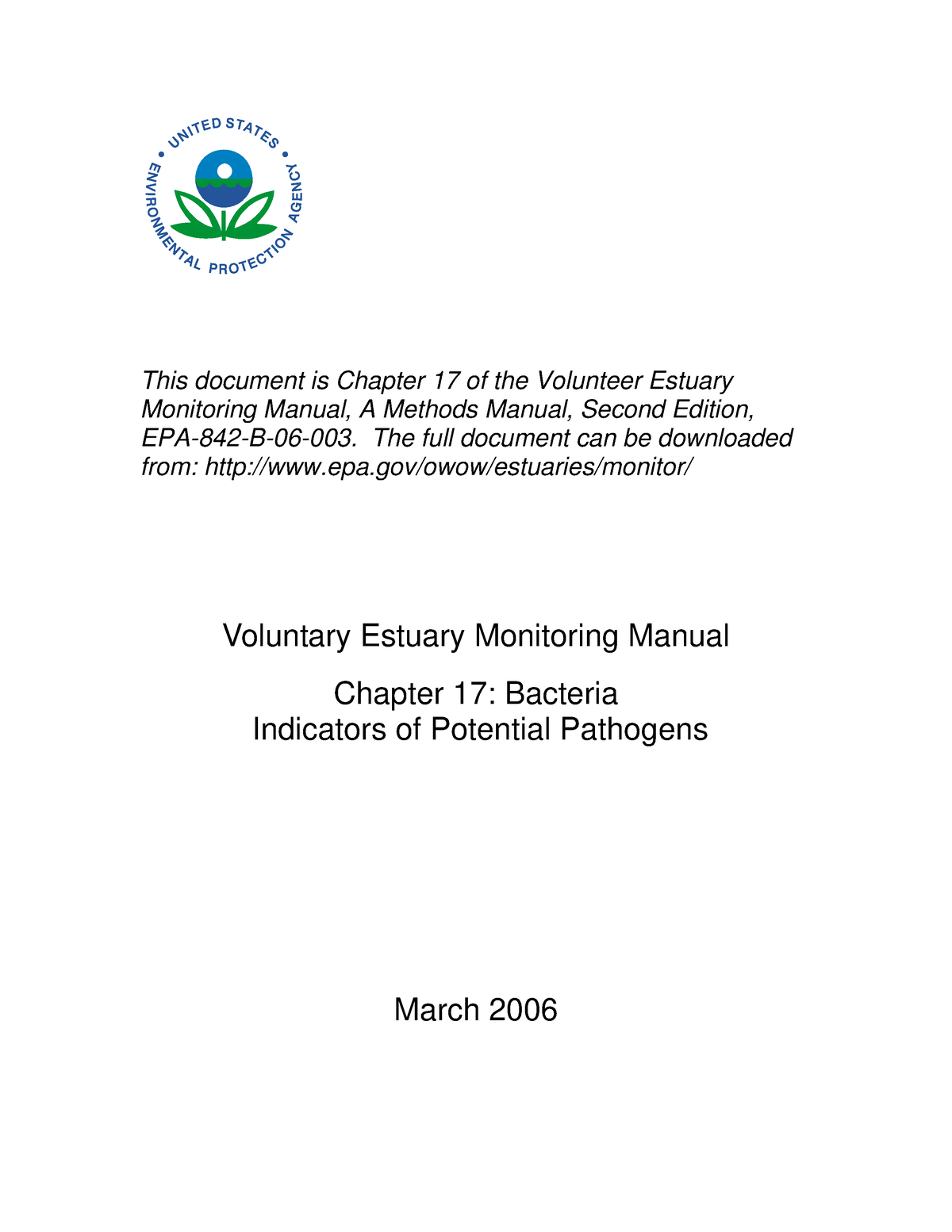 Indicator organism This document is Chapter 17 of the Volunteer