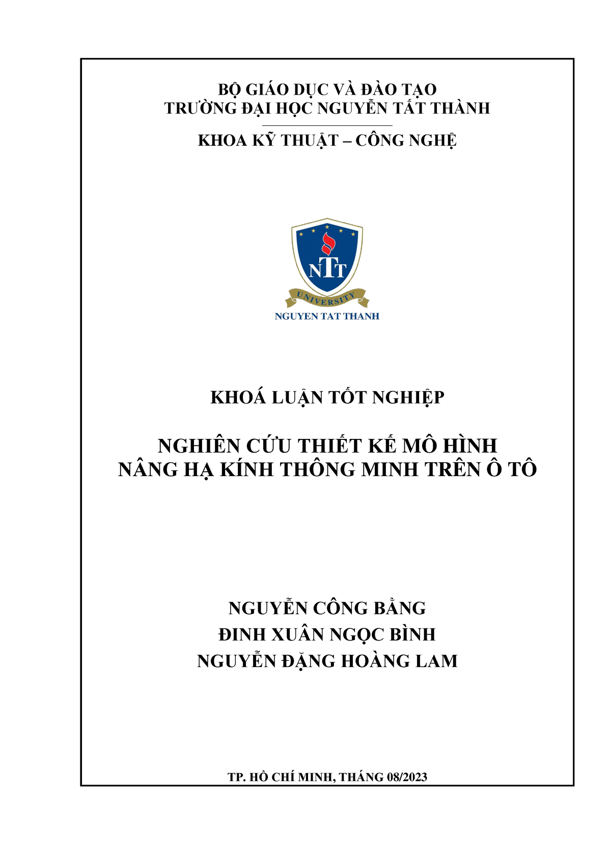 26. Nghiên CỨU THIẾT KẾ MÔ HÌNH NÂNG HẠ KÍNH Thông MINH TRÊN Ô TÔ - BỘ ...