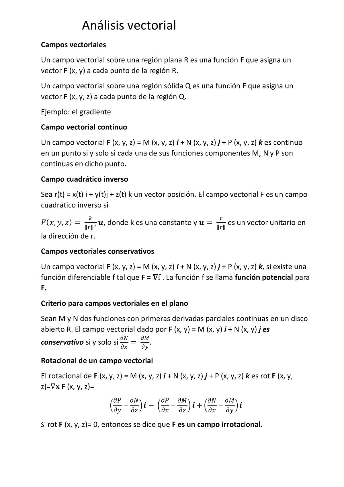 Análisis Vectorial - An·lisis Vectorial Campos Vectoriales Un Campo ...