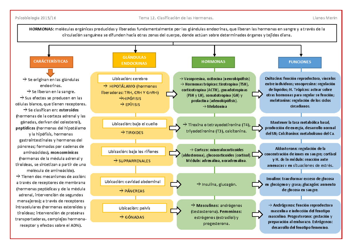 Hormonas - Psicobiología 2015/16 Tema 12. Clasificación de las Hormonas ...