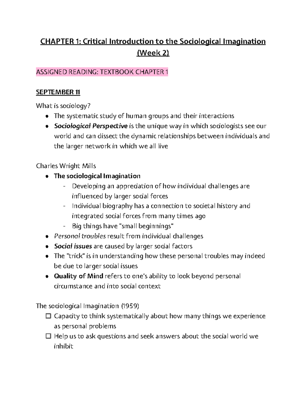 SOC1104 September 7-11 Chapter 1 - CHAPTER 1: Critical Introduction to ...