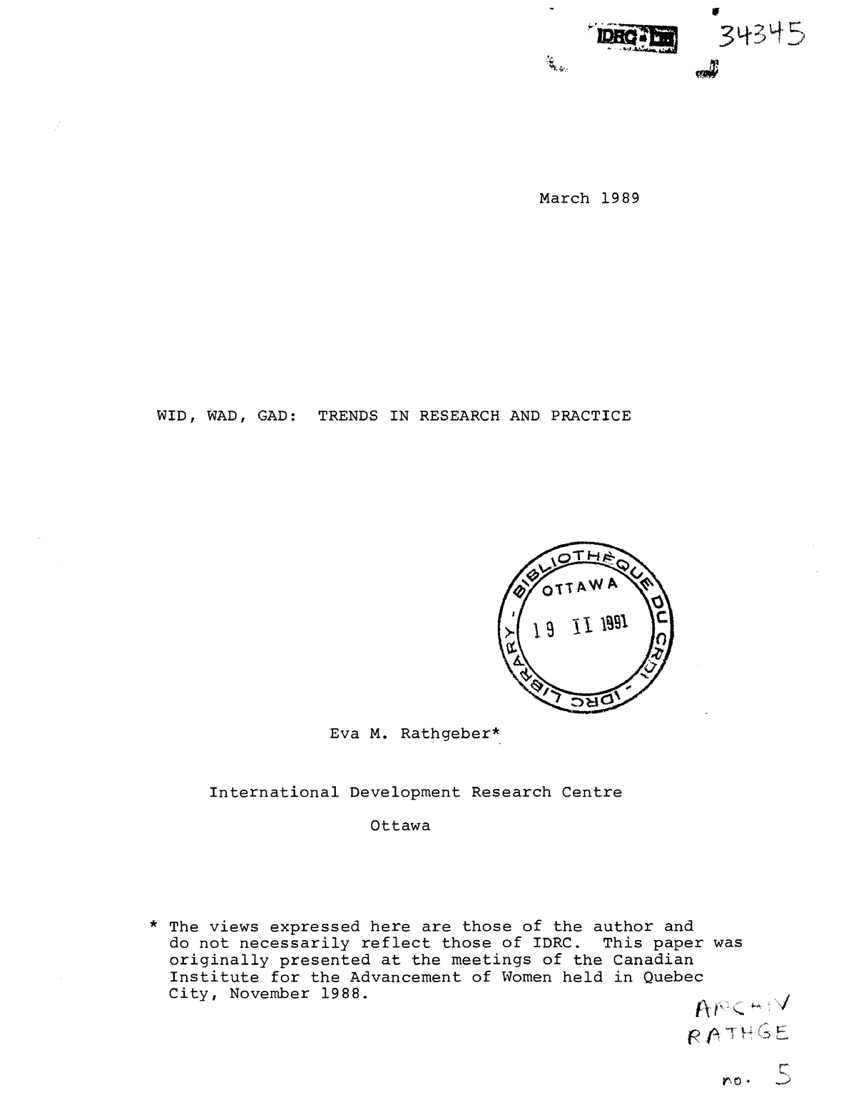 34345 - Hope you enjoy - V March 1989 WID, WAD, GAD: TRENDS IN RESEARCH ...