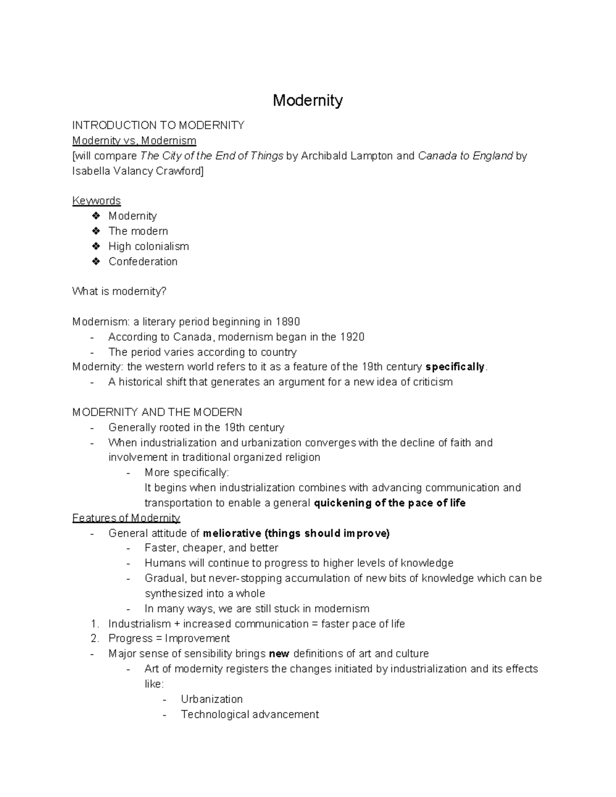 Module 1 Introduction to Modernity Modernity INTRODUCTION TO