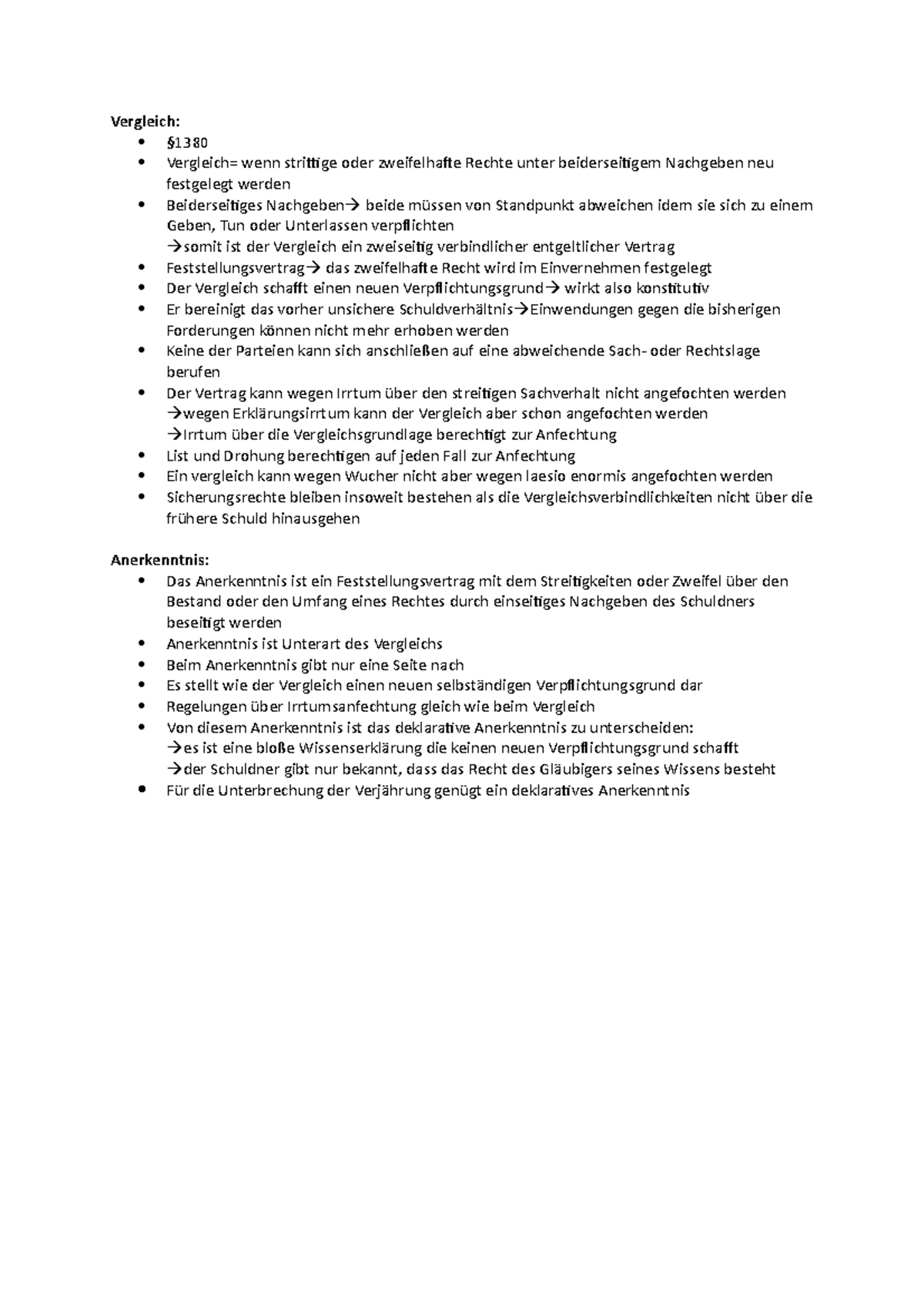 Wie Schreibt Man Einen Vergleich Vergleich und Anerkenntnis Zusammenfassung - Vergleich: § Vergleich