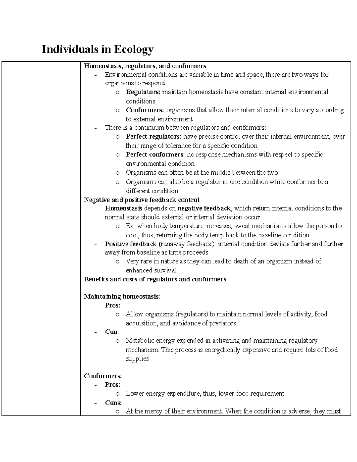 Unit 2 Individuals Online Reading Notes Individuals in Ecology
