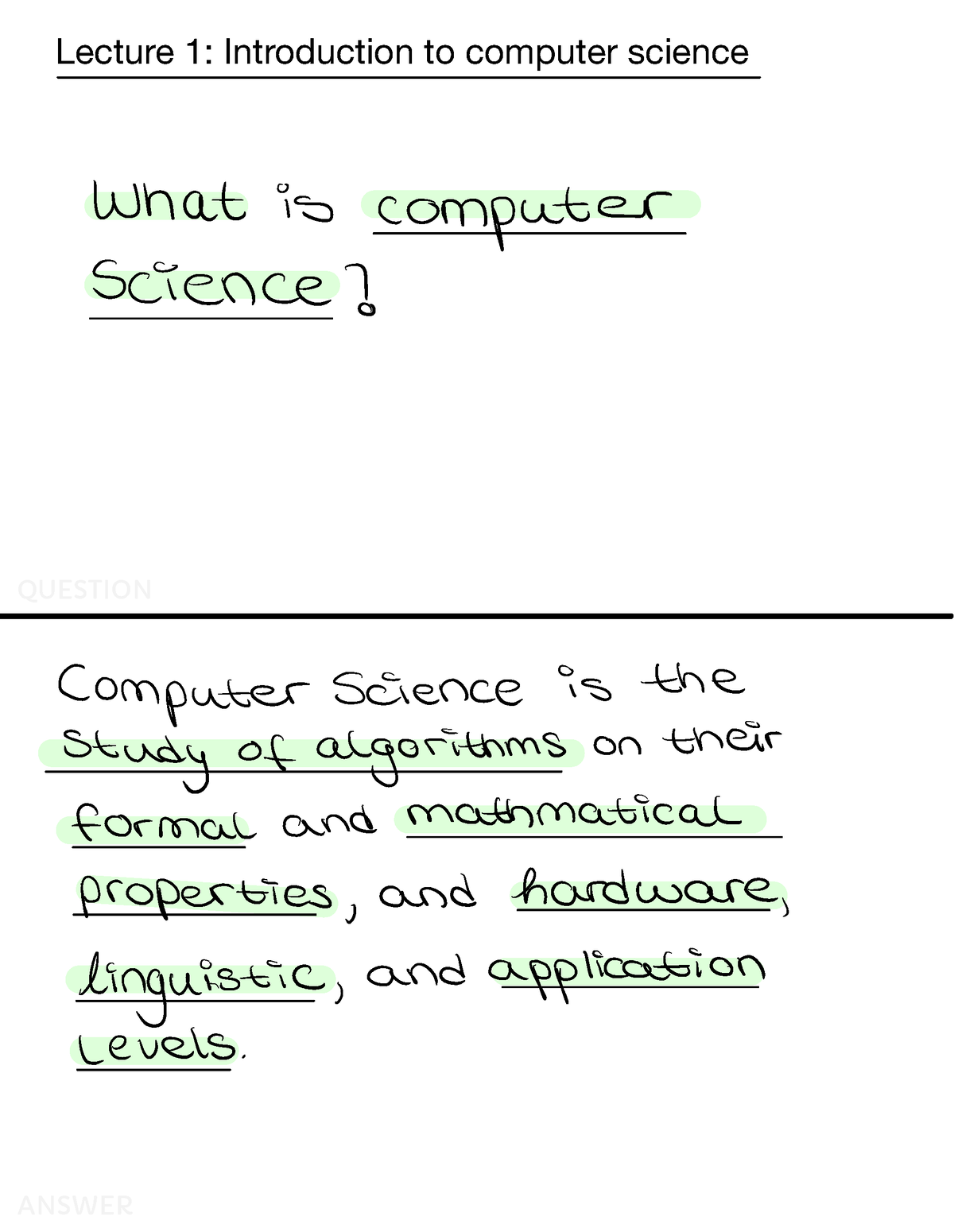 Computer Science Lecture 1.1 Flashcards - QUESTION Lecture 1 ...